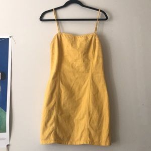 yellow jean mini dress